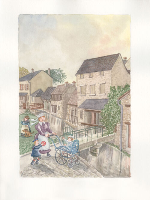 La nourrice devant les Lavoirs du Boulevard Berchère à Etampes