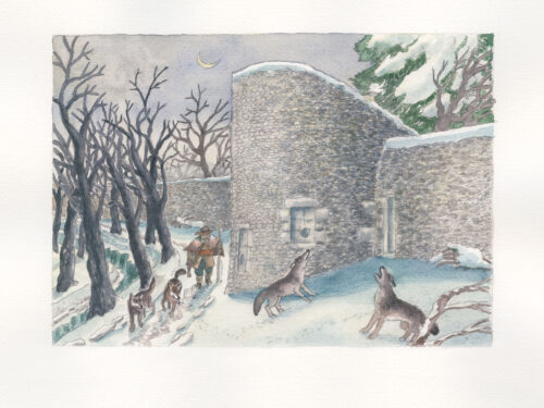 Le berger des Loups devant la Tour du Loup à Etampes