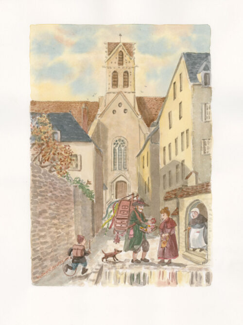 Le colporteur de rubans et de colifichets rue de l'Abrevoir des cordeliers à Etampes