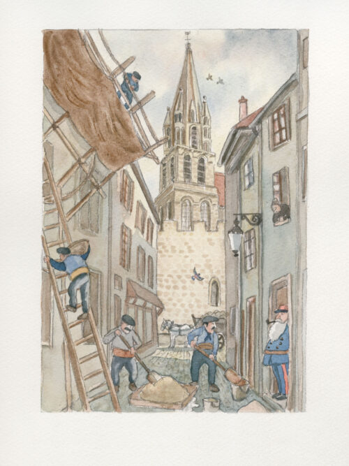 Les maçons dans l'impasse au bois à Notre Dame d'Etampes