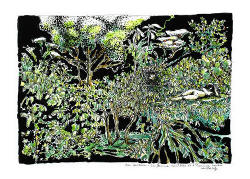 Femme couchée homme caché