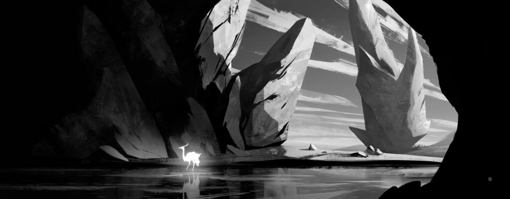 L’oiseau et le lac - Dessin Art Digital de Camille Dégardin