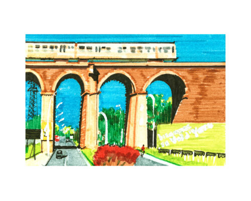 Le passage du train sur le viaduc à BRUNOY