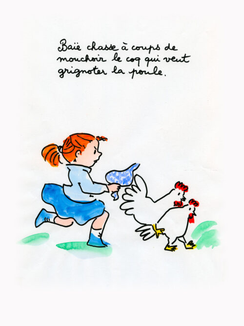 Le coq veut grignoter la poule