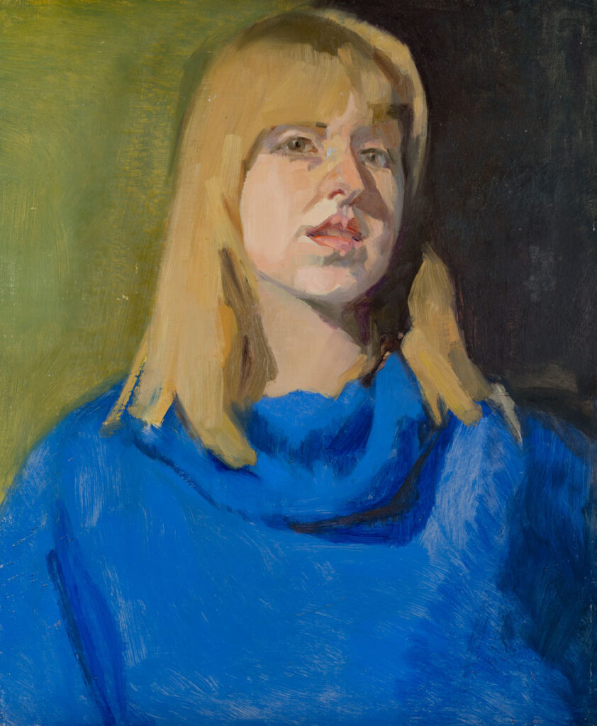 Autoportrait à la robe bleue de Nathalie Gobin