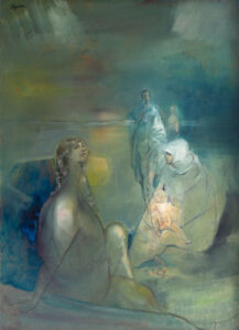 23 Marie-Madeleine rend visite à l’enfant, huile sur panneau 59x41cm Philippe Lejeune