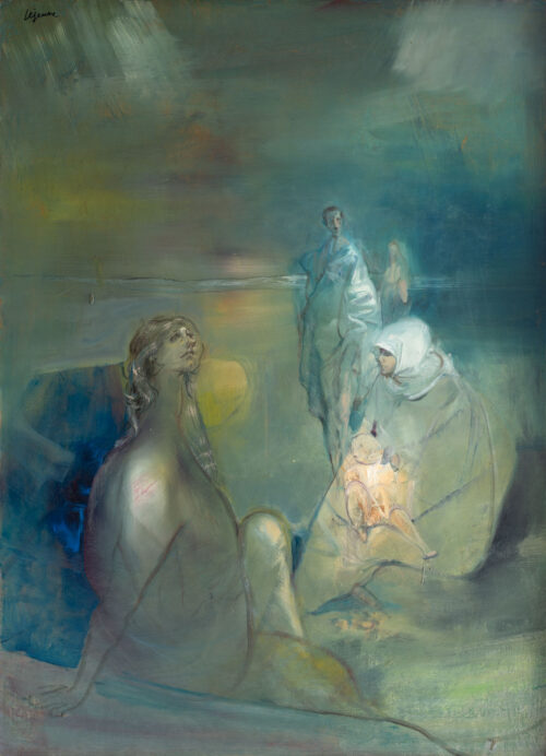 23 Marie-Madeleine rend visite à l’enfant, huile sur panneau 59x41cm Philippe Lejeune