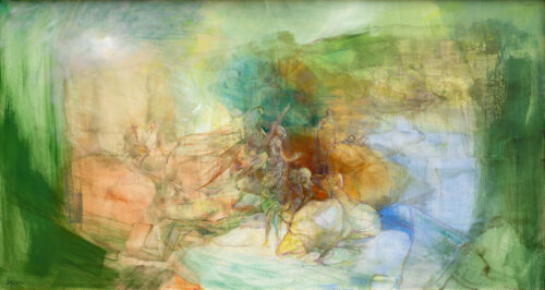 3 L’Annonce aux Bergers, huile sur toile 75x140cm Philippe Lejeune