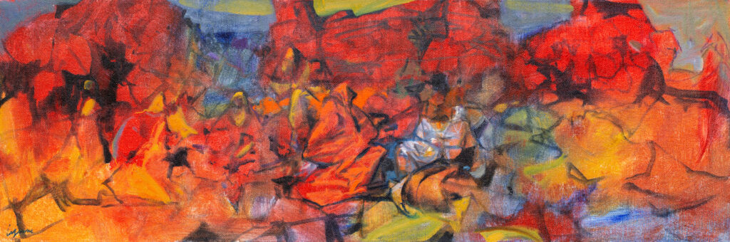 36 La Nativité, huile sur toile 30x90cm Philippe Lejeune